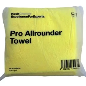 Laveta microfibra profesionala dual face fara margini Koch Chemie Pro Allrounder Towel Set, galbene, pachet 5buc