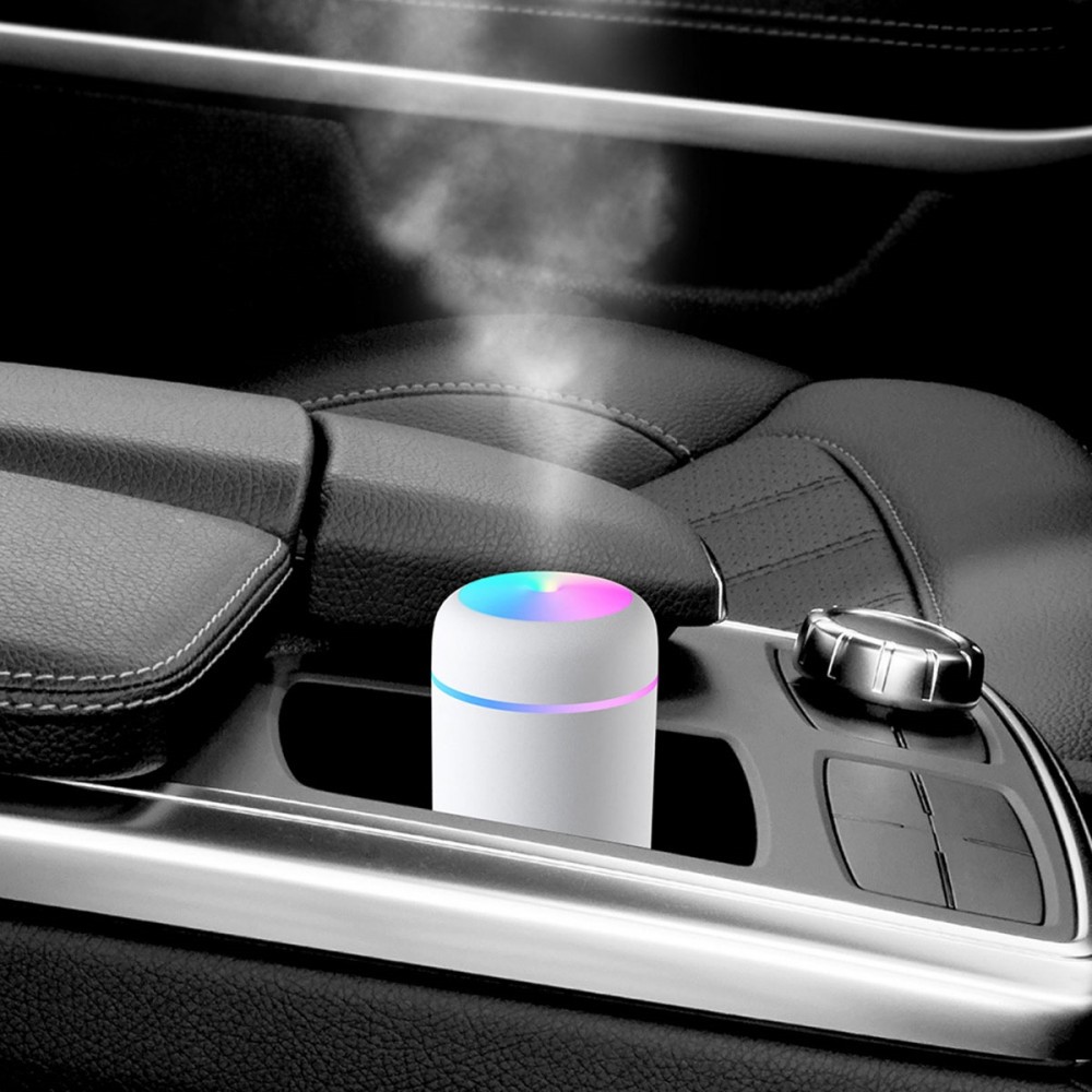 Umidificator - Difuzor Aromaterapie cu ultrasunete pentru casa sau masina, iluminare LED, carcasa culoare alba -  - AVEX