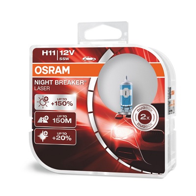 Set 2 becuri 12v h11 55 w night breaker laser nextgen +150% osram - 05123 - ams-OSRAM