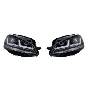 Set 2 faruri led pentru vw golf vii (2012-2016) negru ledriving xenon / pozitie halogen ledhl104-bk osram
