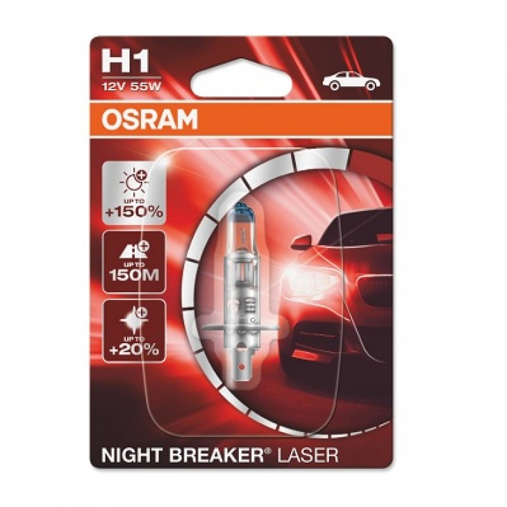 Bec 12v h1 55 w night breaker laser nextgen +150% blister 1 buc osram - 64150NL-01B - ams-OSRAM