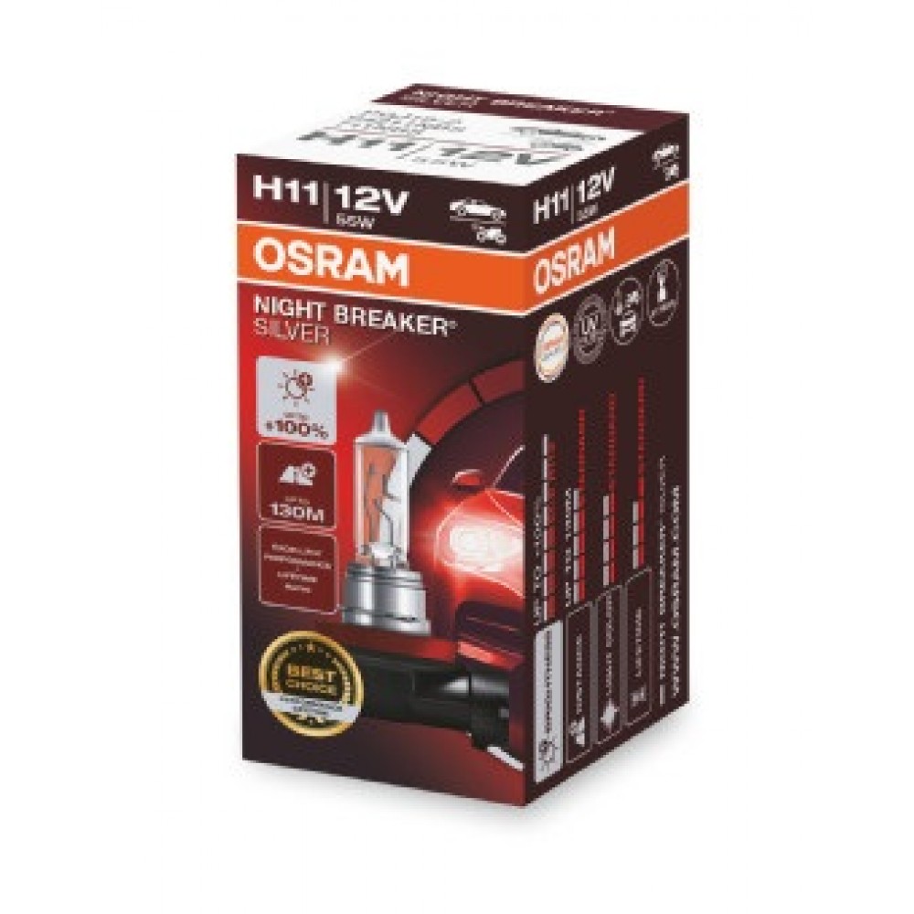 Bec 12v h11 55 w night breaker silver +100% osram - 64211NBS - ams-OSRAM
