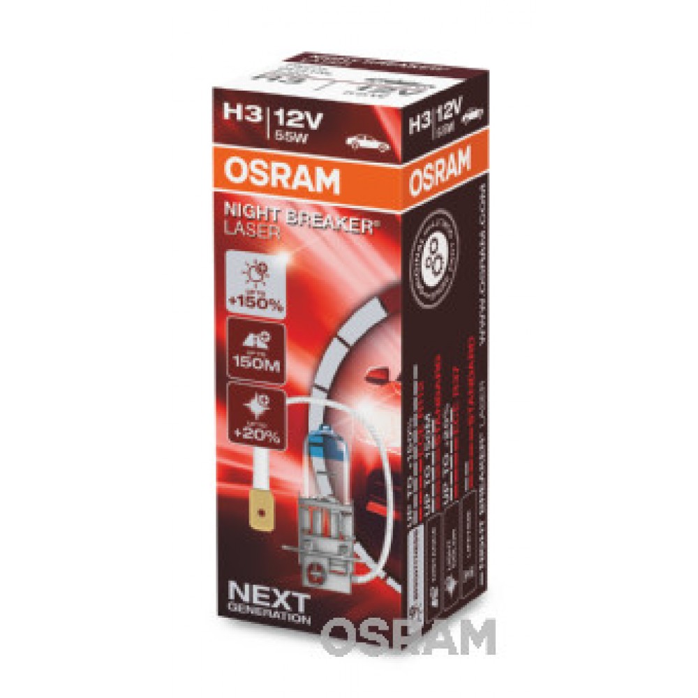 Bec 12v h3 55 w night breaker laser nextgen +150% osram - 64151NL - ams-OSRAM