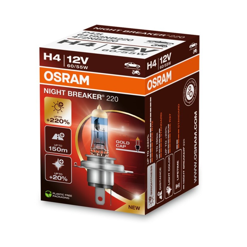 Bec 12v h4 60/55 w night breaker +220% osram - 102498 - ams-OSRAM