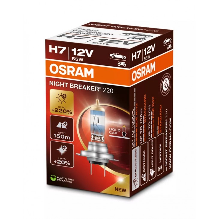 Bec 12v h7 55 w night breaker +220% osram - 64210NB220 - ams-OSRAM