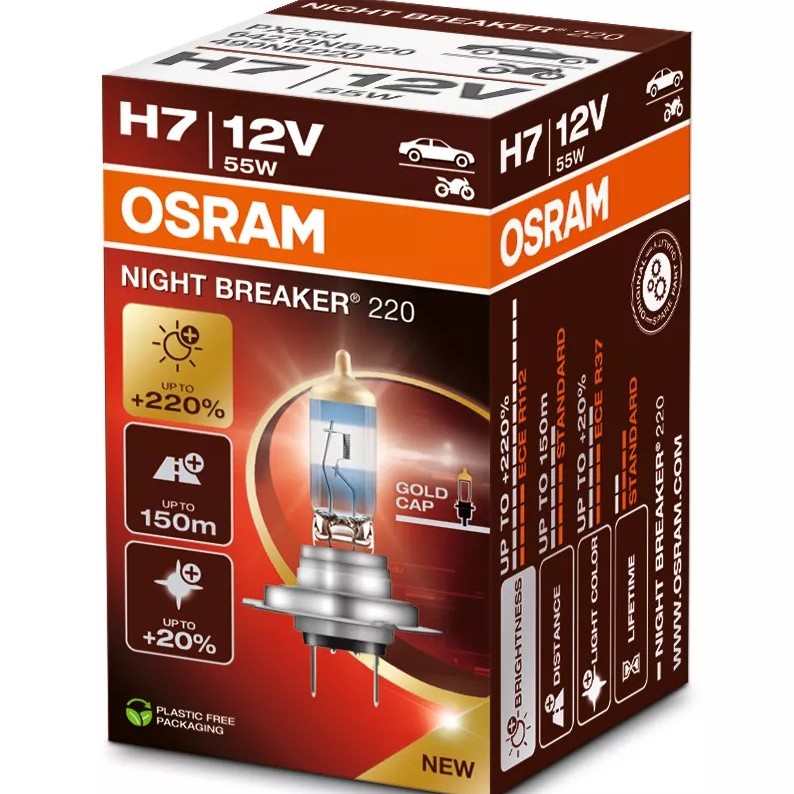 Bec 12v h7 55 w night breaker +220% osram