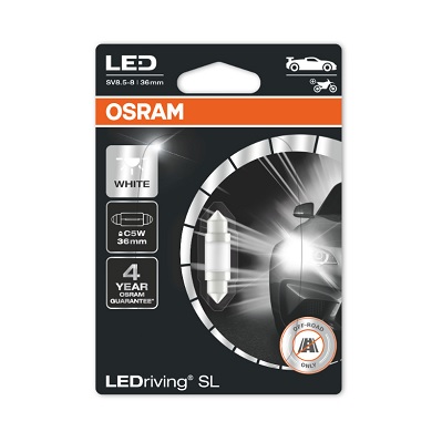 Bec auxiliar cu led 12v (c5w 36mm) white 6000k bli 1 buc osram - 6418DWP-01B - ams-OSRAM