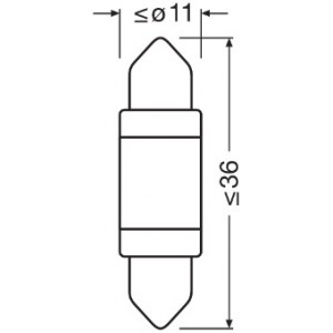 Bec auxiliar cu led 12v (c5w 36mm) white 6000k bli 1 buc osram