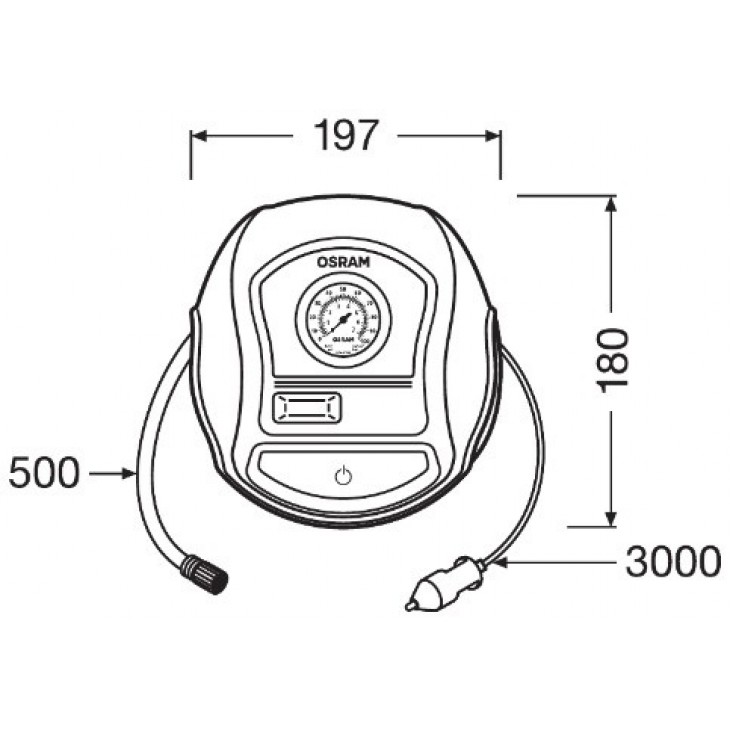 Compresor auto 12v 120 w cu afisaj analogic tyreinflate 200 osram - OTI200 - ams-OSRAM