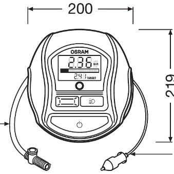 Compresor auto 12v 180 w cu afisaj digital tyreinflate 1000 osram