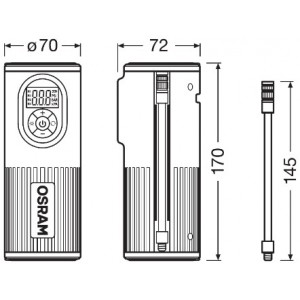 Compresor auto cu acumulator 5200 mah si afisaj digital tyreinflate 2000 osram