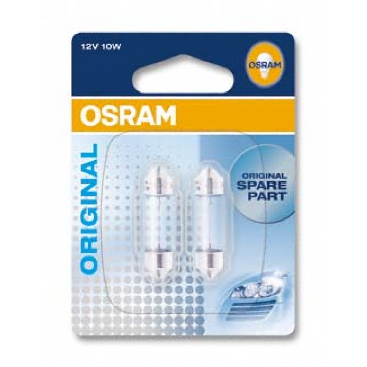 Set 2 becuri 12v c10w original blister osram - 6411-02B - ams-OSRAM