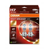 Set 2 becuri 12v h7 55 w night breaker +220% osram