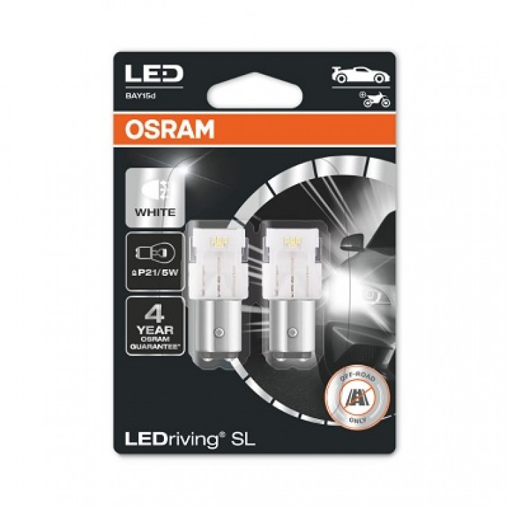 Set 2 becuri auxiliare cu led 12v (p21/5w) white 6000k bli osram - 7528DWP-02B - ams-OSRAM