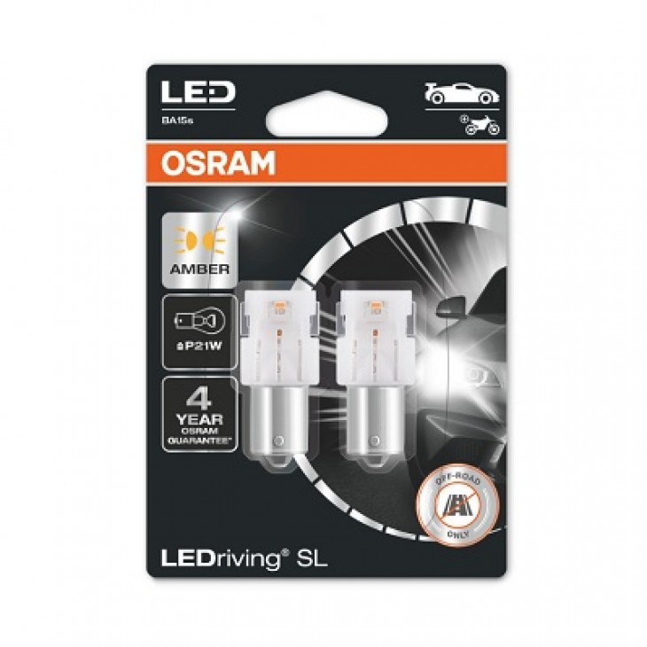 Set 2 becuri auxiliare cu led 12v (p21w) amber bli osram - 7506DYP-02B - ams-OSRAM