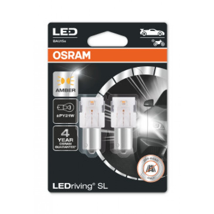 Set 2 becuri auxiliare cu led 12v (py21w) amber bli osram - 7507DYP-02B - ams-OSRAM