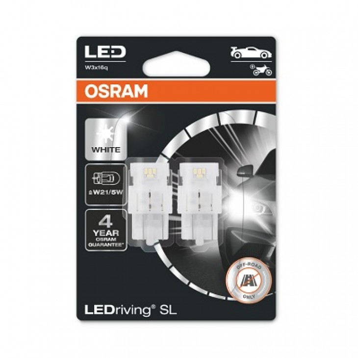 Set 2 becuri auxiliare cu led 12v (w21/5w) white 6000k bli osram - 7515DWP-02B - ams-OSRAM