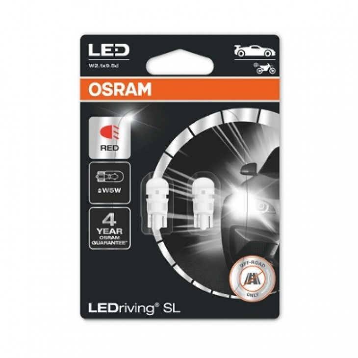 Set 2 becuri auxiliare cu led 12v (w5w) red 6000k bli osram - 2825DRP-02B - ams-OSRAM