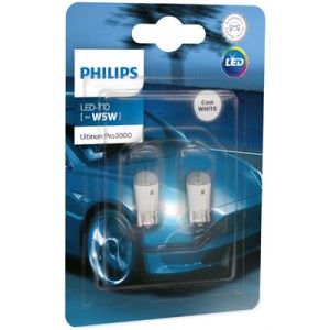 Set 2 becuri led exterior 12v t10 w21x9.5d ultinon pro3000 si philips