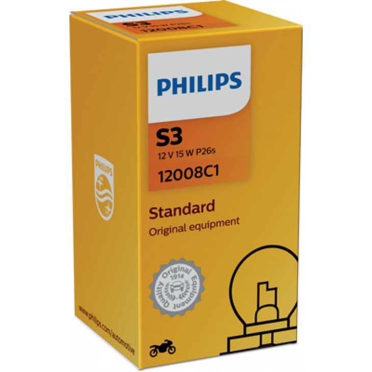 Bec s3 vision moto 12v 15w p26s - 78679 - PHILIPS