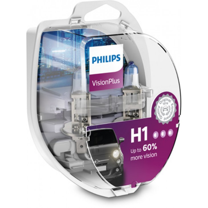 Set 2 becuri far h1 55w 12v vision plus philips - 07879 - PHILIPS