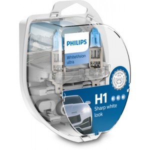Set 2 becuri far h1/w5w p14.5s 55w 12v white vision ultra philips