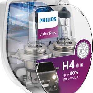 Set 2 becuri far h4 p43t 60/55w 12v vision plus philips