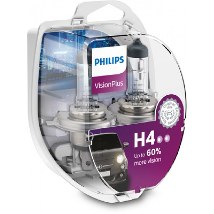 Set 2 becuri far h4 p43t 60/55w 12v vision plus philips - 07880 - PHILIPS