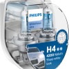 Set 2 becuri far h4/w5w p43t-38 60/55w 12v white vision ultra philips