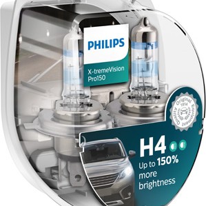 Set 2 becuri far h4 60/55w 12v x-treme vision pro150 philips