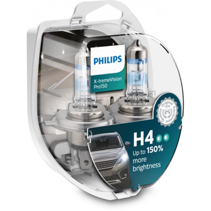 Set 2 becuri far h4 60/55w 12v x-treme vision pro150 philips - 02883 - PHILIPS