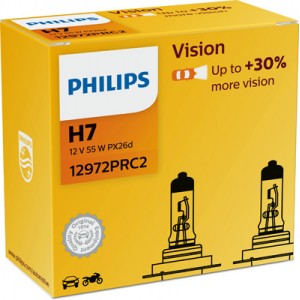 Set 2 becuri far h7 55w 12v vision philips