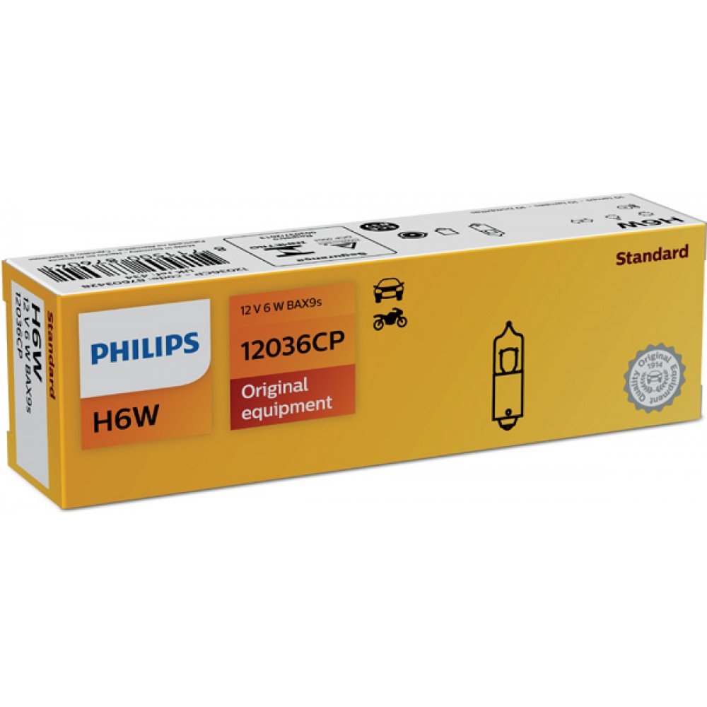 Bec 12v h6w bax9s set 10 buc vision philips - 12036CP - PHILIPS