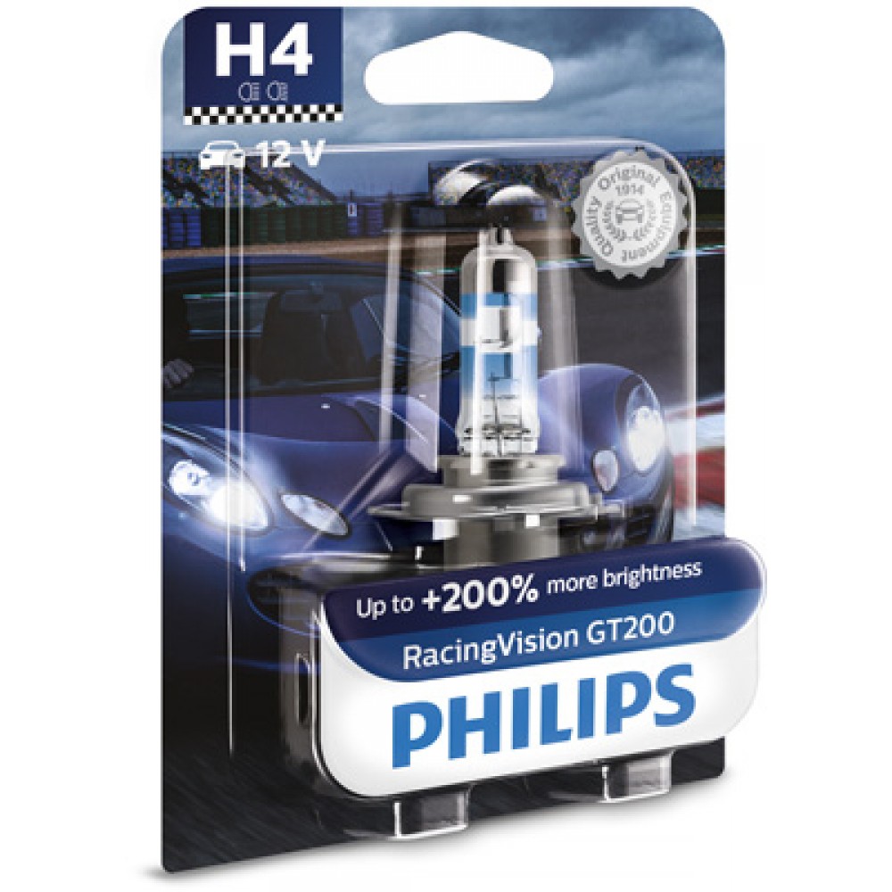 Bec far h4 60/55w 12v racing vision gt200 (blister) philips - 12342RGTB1 - PHILIPS