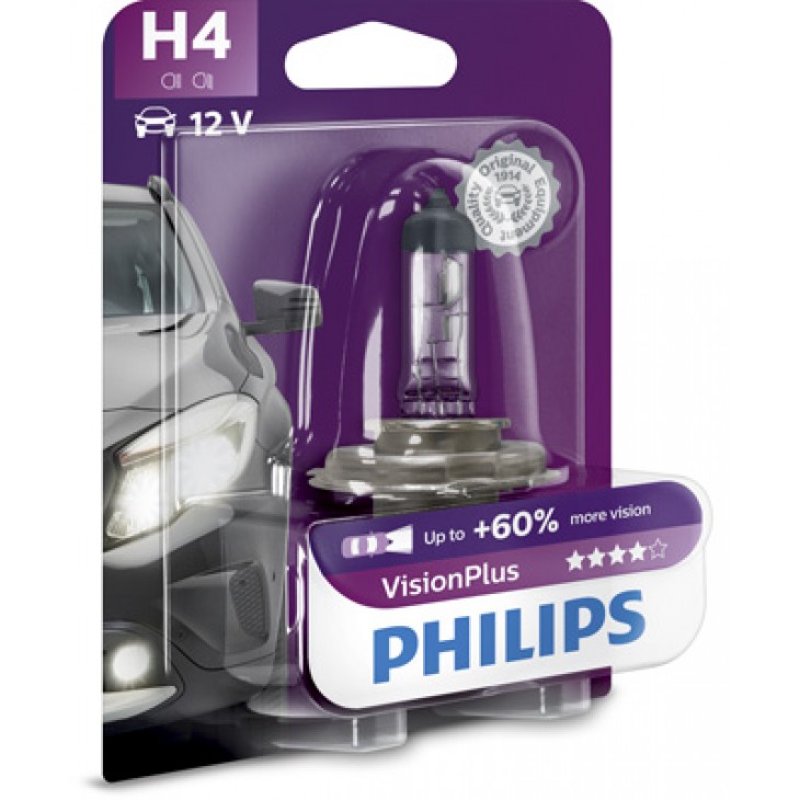 Bec far h4 p43t 60/55w 12v vision plus philips - 12342VPB1 - PHILIPS
