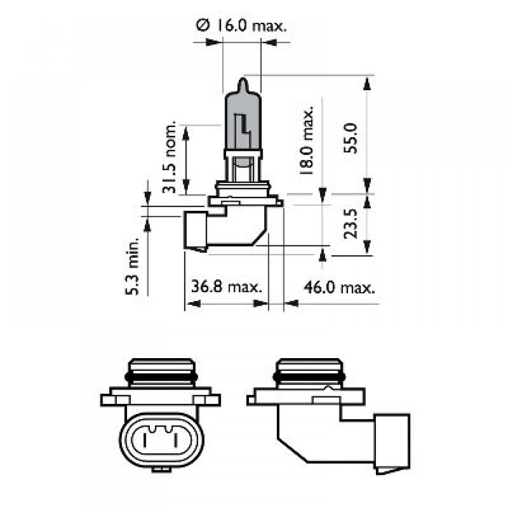 Bec far hb3 12v p20d 65w (blister) white vision ultra philips - 9005WVUB1 - PHILIPS