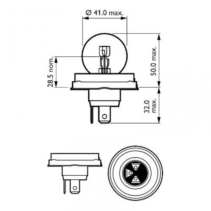 Bec far r2 12v 45/40w vision (blister) philips - 40901 - PHILIPS