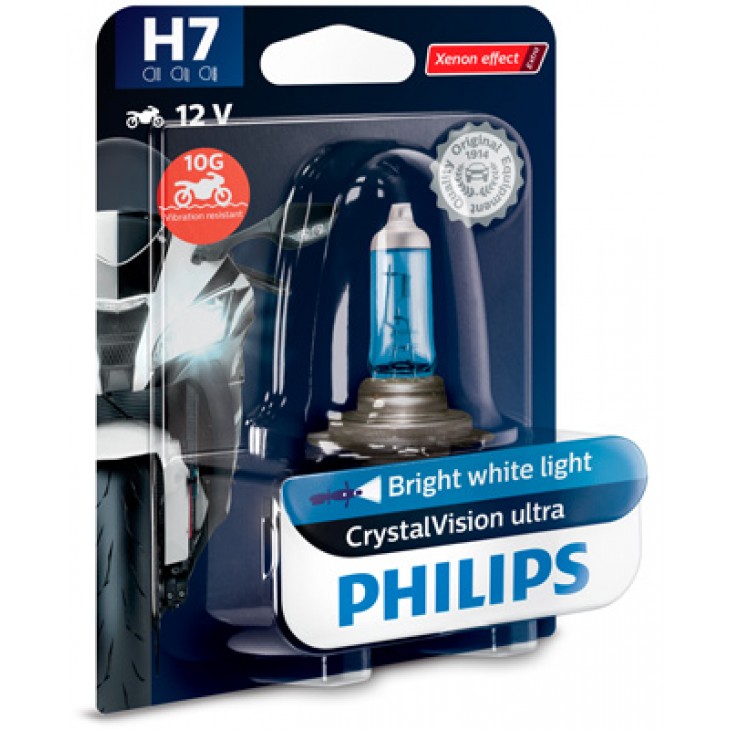 Bec moto h7 crystal vision ultra 12v 55w (blister) philips