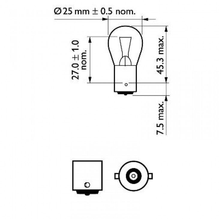 Bec stop frana p25 12v set 10 buc vision philips - 12445CP - PHILIPS