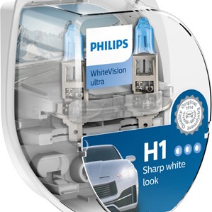 Set 2 becuri far h1/w5w p14.5s 55w 12v white vision ultra philips