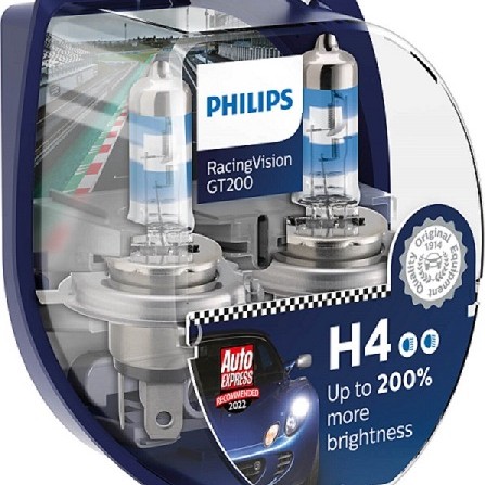 Set 2 becuri far h4 60/55w 12v racing vision gt200 philips