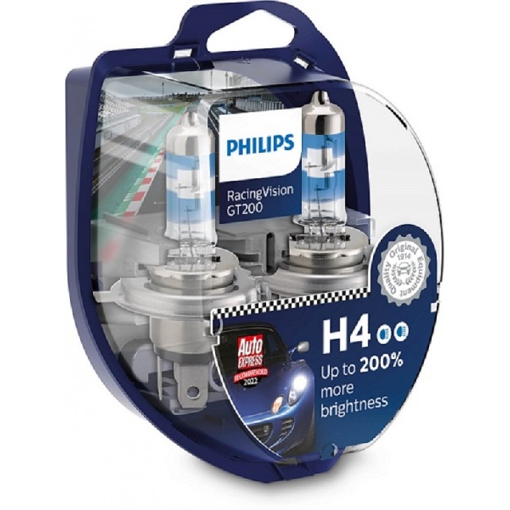 Set 2 becuri far h4 60/55w 12v racing vision gt200 philips - 12342RGTS2 - PHILIPS