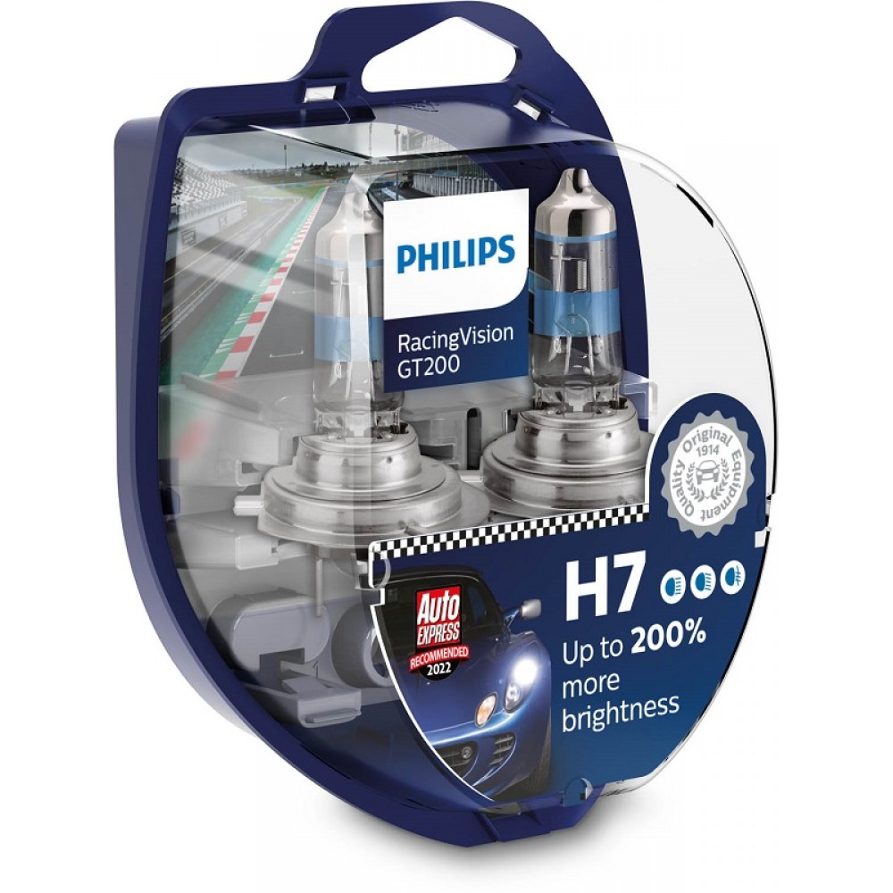 Set 2 becuri far h7 55w 12v racing vision gt200 philips - 12972RGTS2 - PHILIPS