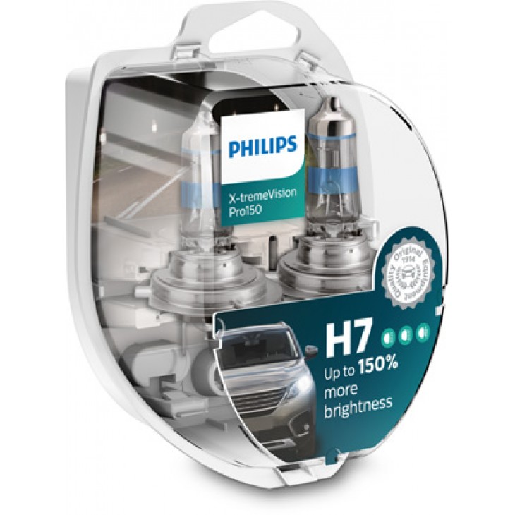 Set 2 becuri far h7 55w 12v x-treme vision pro150 philips - 12972XVPS2 - PHILIPS
