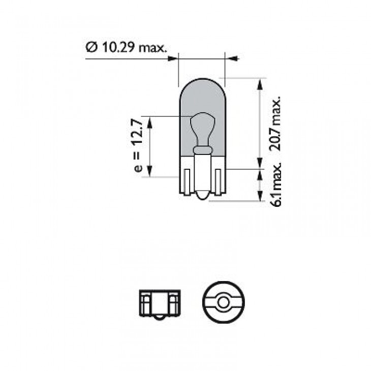 Set 2 becuri fara soclu w5w 12v (blister) white vision ultra philips - 12961WVUB2 - PHILIPS