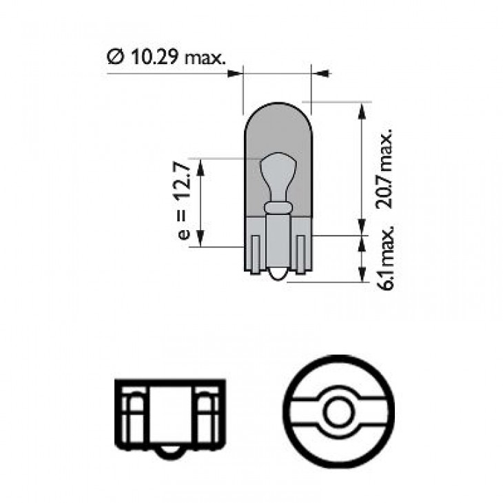 Bec fara soclu wy5w 12v set 10 buc philips - 12396NACP - PHILIPS