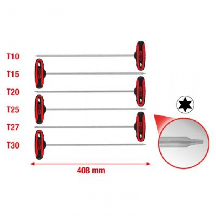 Set chei unghiulare cu maner in t 6 piese - 158.8050 - KS TOOLS