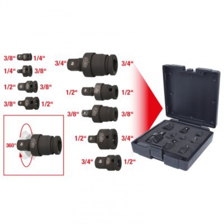 Set de adaptoare de forta de marire si reducere. 9 piese - 515.0100 - KS TOOLS
