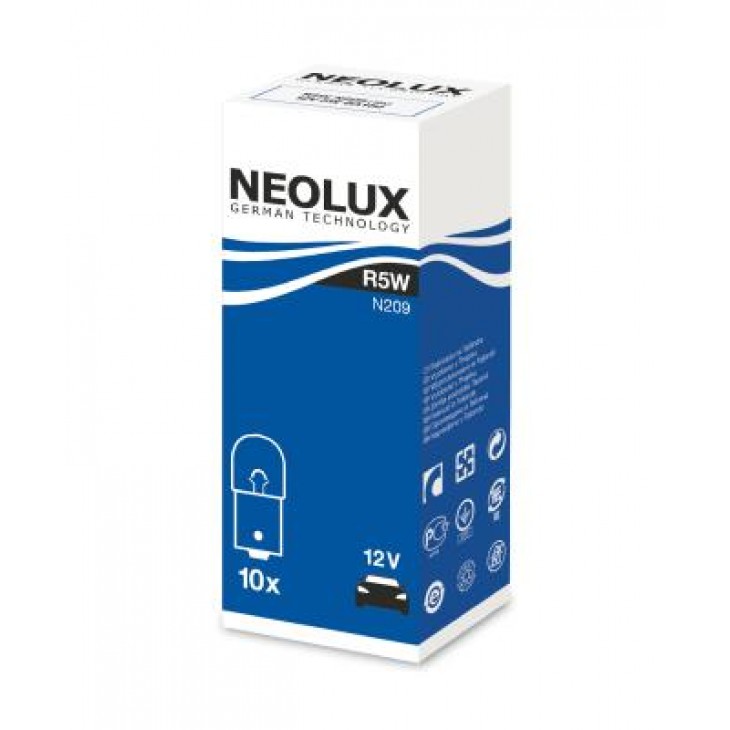 Bec auxiliar 12v r5w ba15d set 10 buc neolux - N209 - NEOLUX