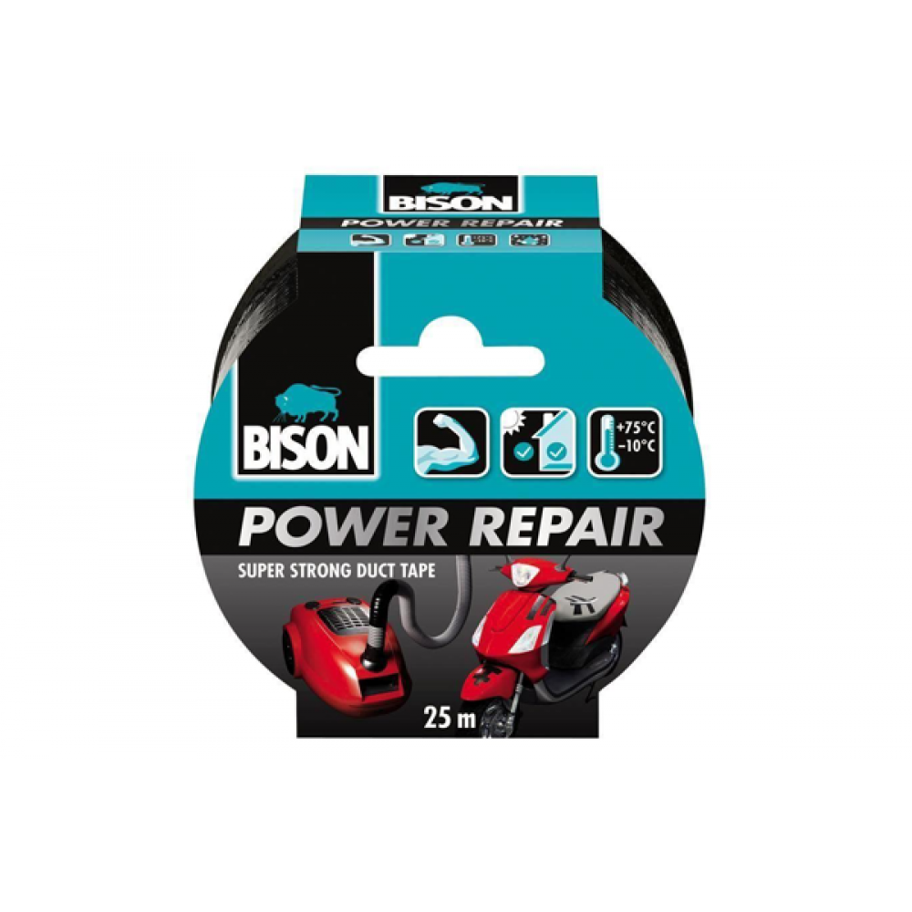 Banda adeziva texturata neagra 50 mm x 25 m - 490007 - BISON
